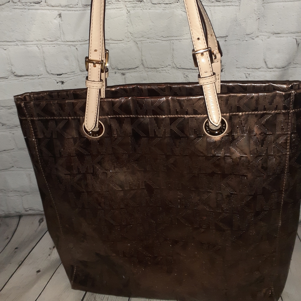 Michael Kors Bronze Metallic Large Tote Bag